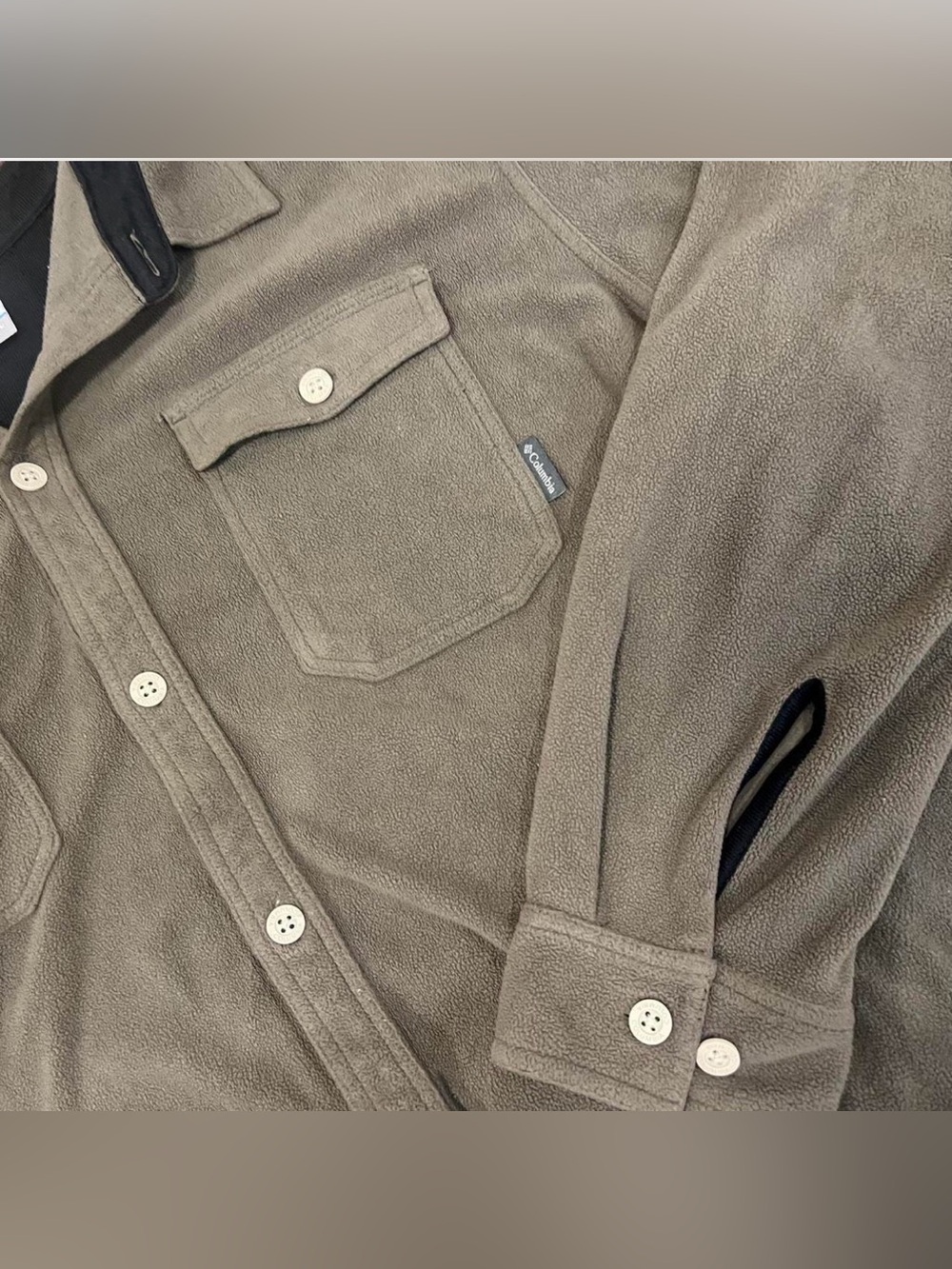 Columbia Men's Olive green Fleece Button Up Shirt Jacket Shacket Size Xlarge - Picture 4 of 5